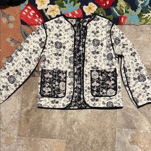 Tulip Creations Black White Patterned Reversible Quilted Jacket